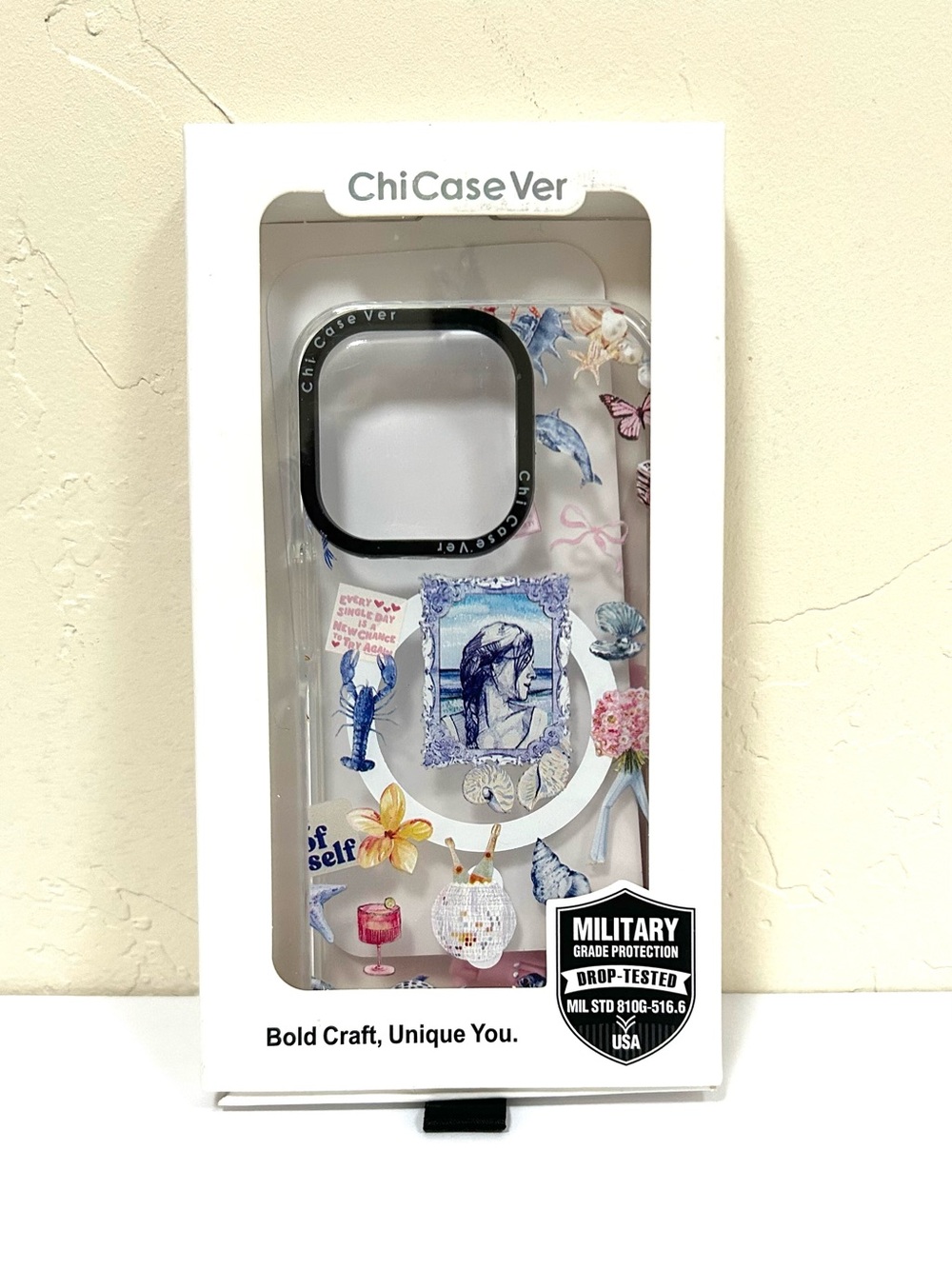 ChiCase IPhone 15 Pro Coastal Travel Theme Cellphone Case Clear
